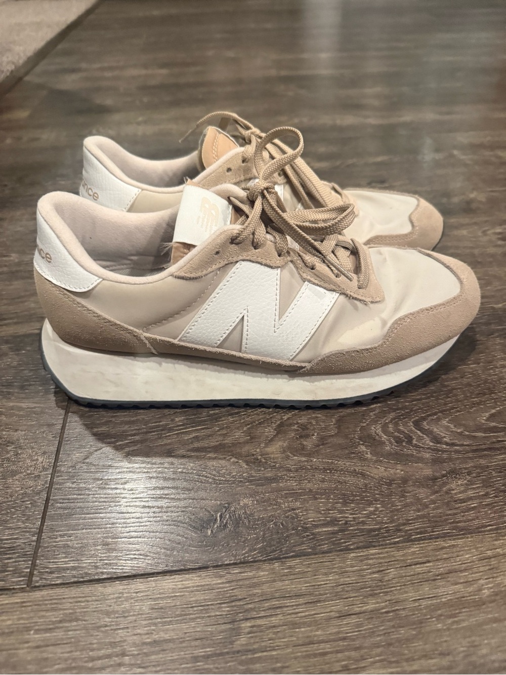 New Balance Women's Tan and White Retro Runner Sneakers